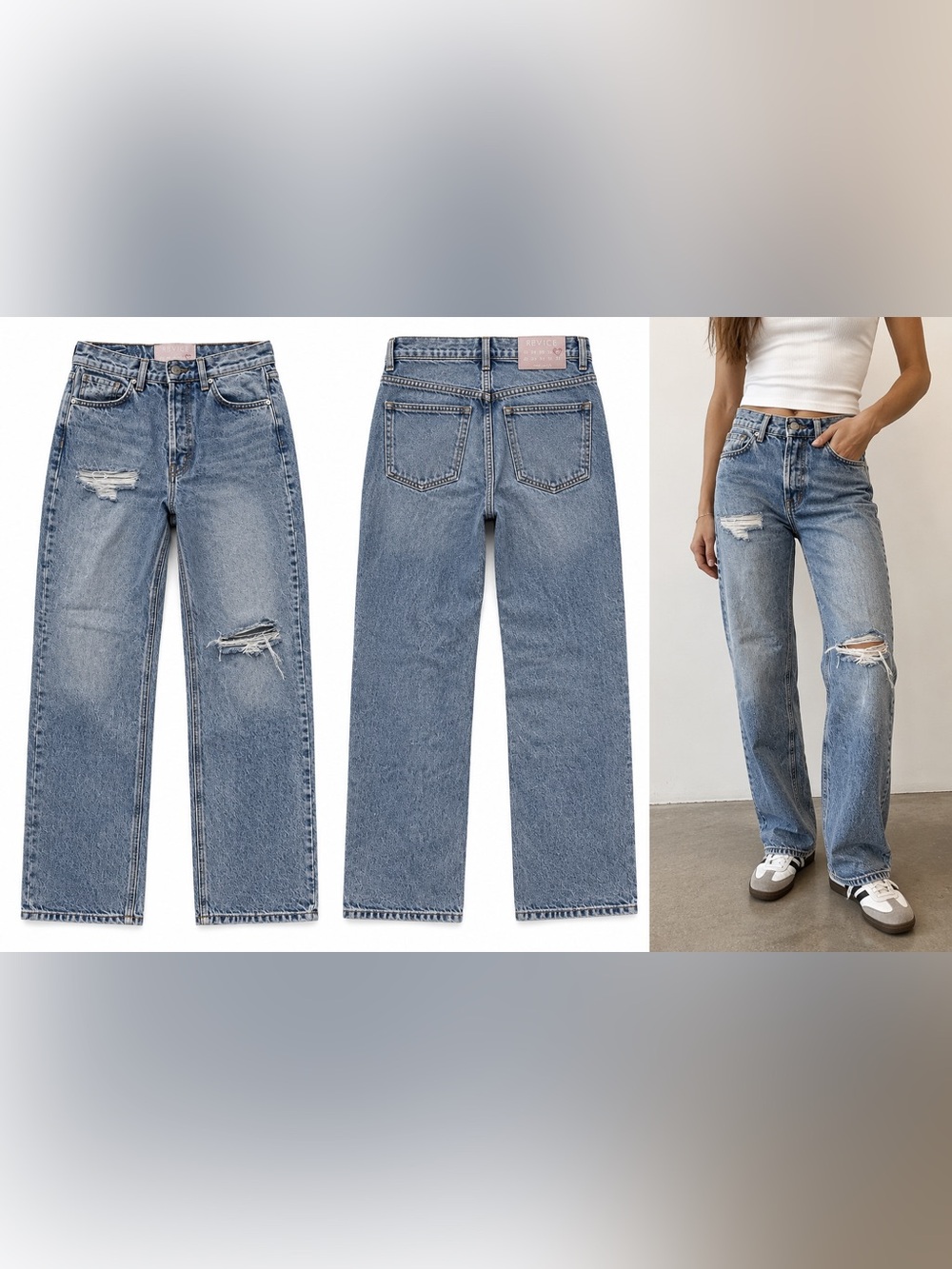 REVICE Men's Straight Jeans in Light Blue Wash